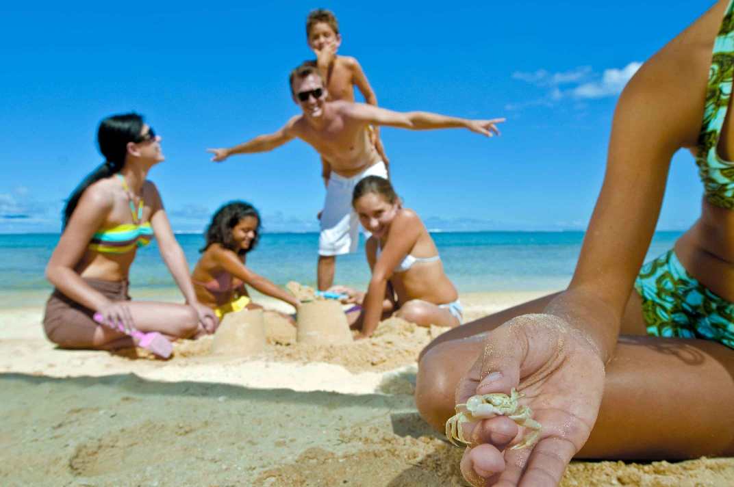 Family in the beach